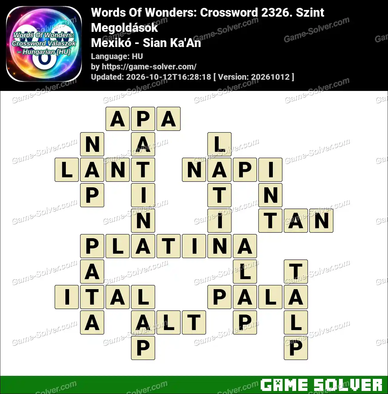 Words Of Wonders: Crossword 2326. Szint Megoldások – Mexikó – Sian Ka’An